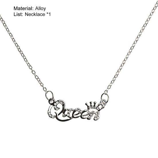 Shining Rhinestone Charming Girls Necklace Luxury Queen Crown Chain Necklace Jewelry Accessories