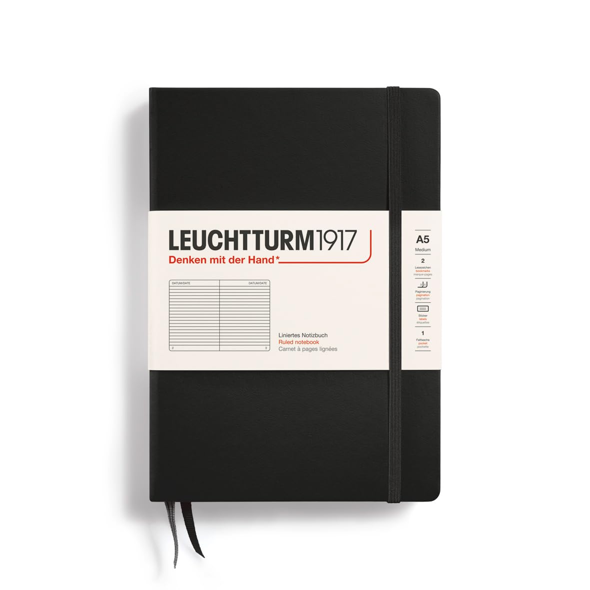 

Leuchtturm Note A5 горизонтальная линейка черная 300612 подлинный импортный продукт