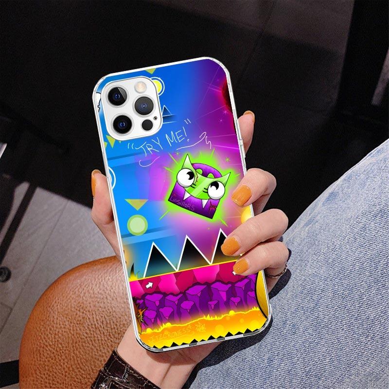 Capa de Celular Jogo Geometry Dash Para iPhone 17 Air 16 Pro Max 16E 15 + 14 Plus 11 12 13 Mini 7 8 SE Capa com Impressão de Presente Fundas 16 Pro