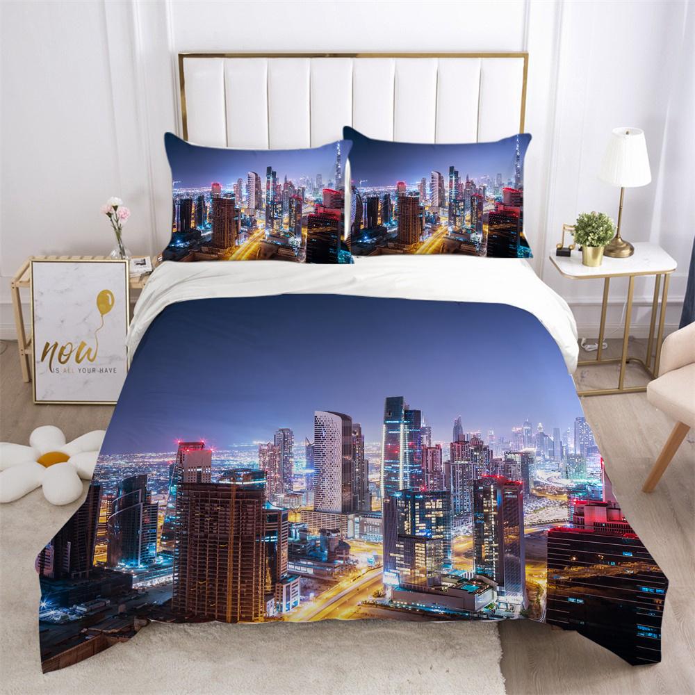 Architectural Printed Bedding Set Microfiber Teens Double Size Bed Set Cover Fashion Highend Home Textiles