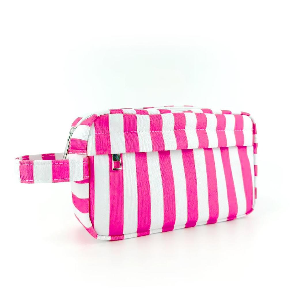 Women's Durable Portable Waterproof Striped Oxford Cloth Makeup Bag with Compartments