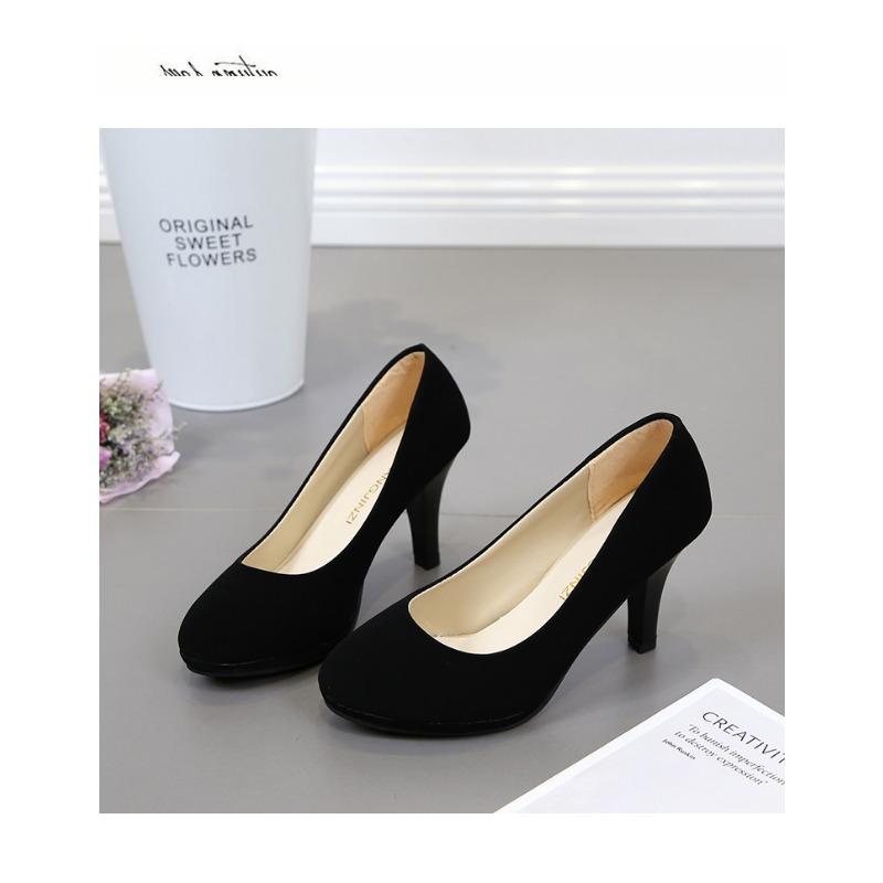 Fashion 2024 Black Women Pumps High Heels Shoes Thick Heel Round Toe Pumps Summer Autumn Fashion Shoes