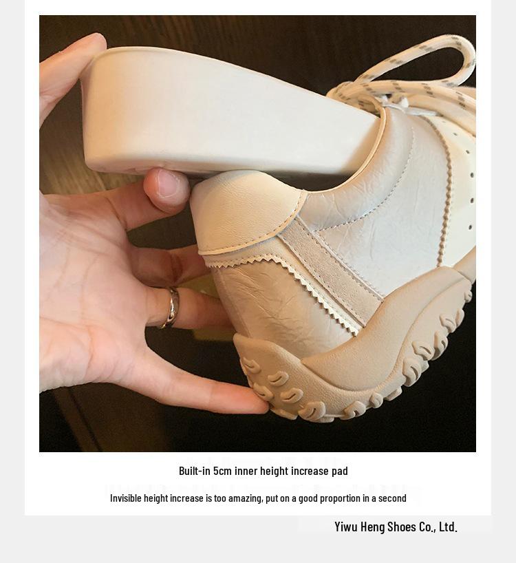 Trauben-Mama 7cm Höhenzunahme Runde Zehenpartie Schnürung Dad Sneakers - Dicke Sohle Lässige Deutsche Trainer