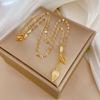 Fringed Leaves Light Luxury Temperament Zircon Clavicle Chain Small Retro Necklace