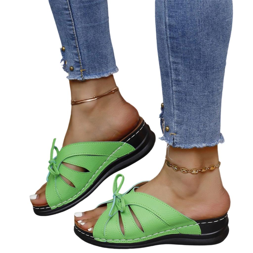 Sandali da Donna alla Moda Casual Oversize con Fiocco Cut-out Peep-Toe