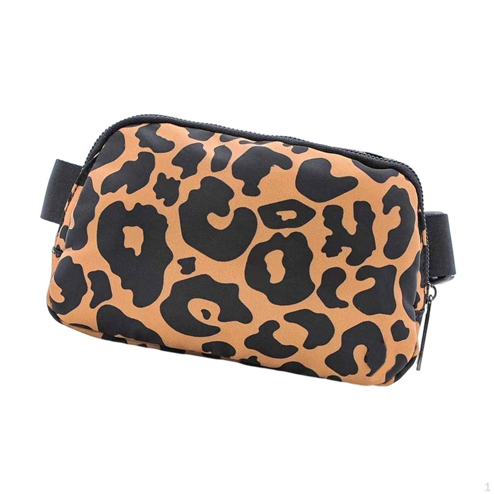 

Waist Pack Bag Belt Bum Bags Utility Pouch Purse Chest Tote Fanny for Camping Leopard Print Yellow