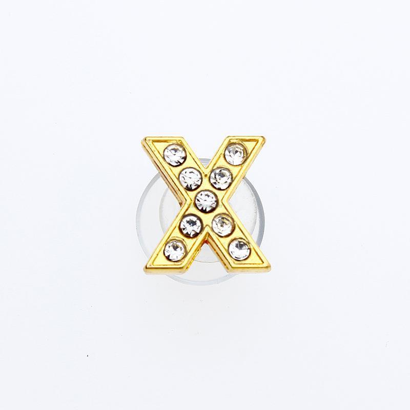 1Pcs Gold Letters Metal Shoe Charms Crystal Diamond Alloy Charms Shoes Accessories Buckle High Quality Shoes Decoration