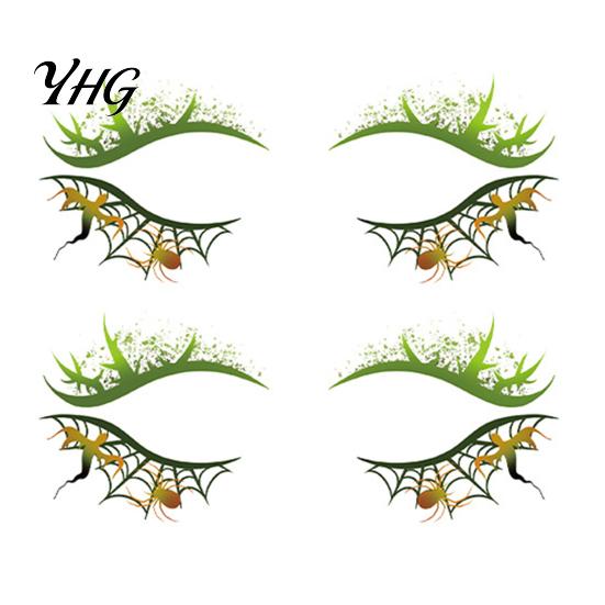 Waterproof Cosplay Makeup Transfers 2 Pairs Halloween Eye Tattoo Stickers, Temporary Face Decals with Quick Art for Novices Pumpkin Bat Spider