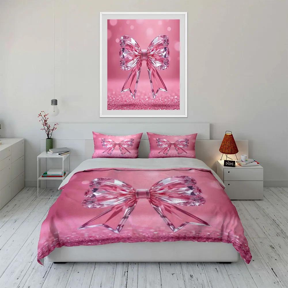 Crystal Bow Decoration Gift Set Bedding Set with 1 Duvet Cover 2 Pillowcases Single Double King Queen Gift