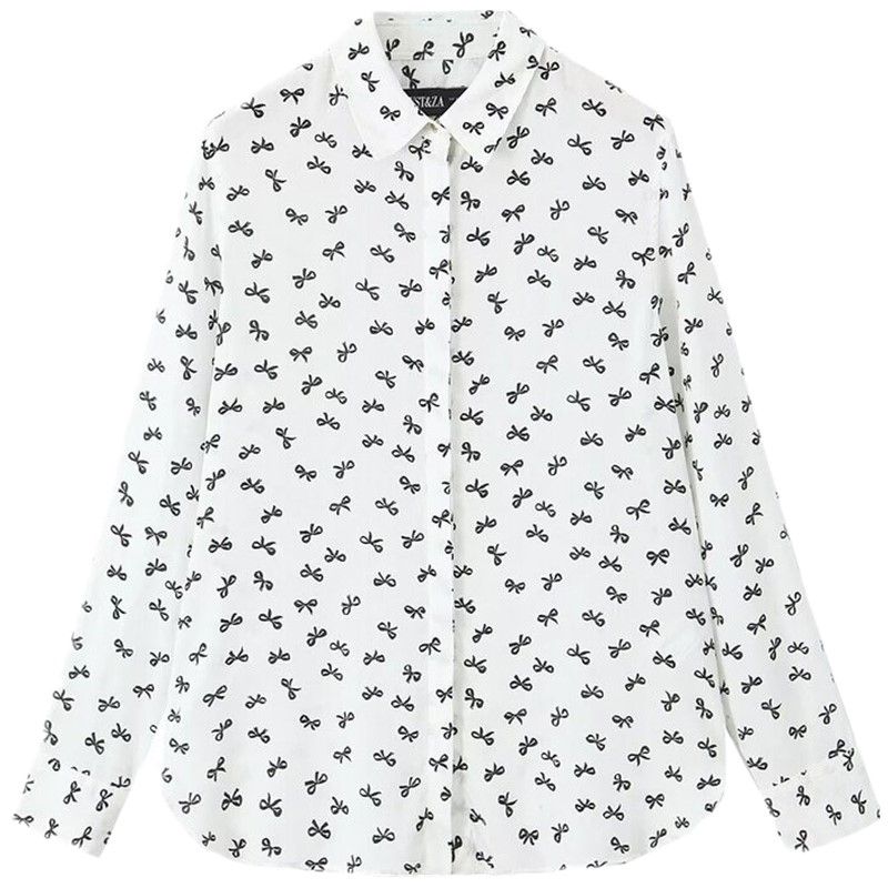 Western Style 2024 Summer New Women Loose Casual Top Contrast Color Print Long sleeve Lapel Shirts 8111199