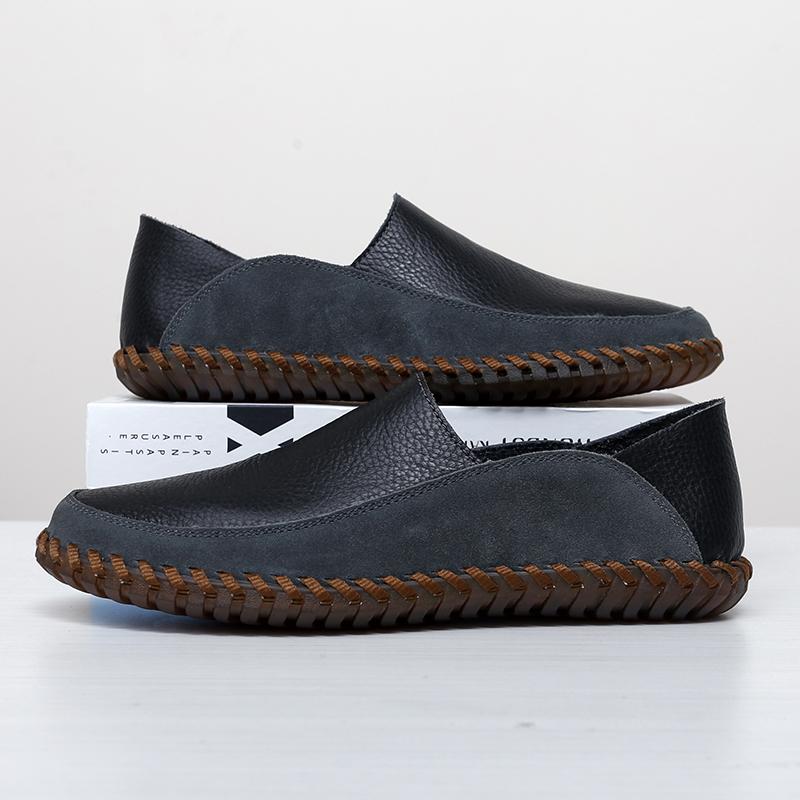 мужские кожаные мокасины дышащая мужская обувь модная универсальная легкая на мягкой — фото 3