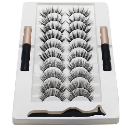 Magnetic Eyeliner Liquid Eyelashes 10 Pairs of Eyelashes 2 Eyeliner Liquid Sets Curling Thick
