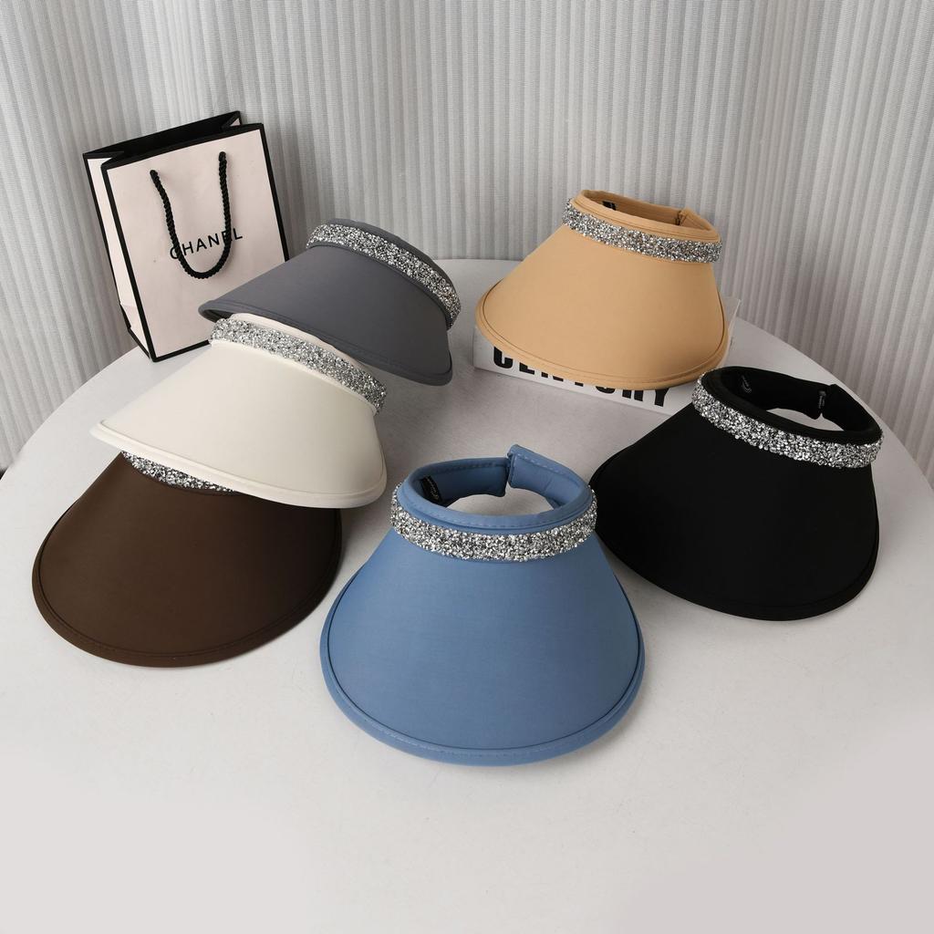 Summer new breathable shell hat anti-ultraviolet sun hat simple and versatile can tie ponytail empty top hat women