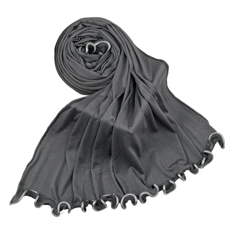 Luxurious Cotton Hijab Scarf for Women Breathable Comfortable Ruffled Trim Head Wrap Shawl Wrap for Culture Event Wear