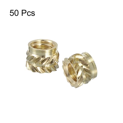 uxcell Knob Insert Nuts, Pack of 50, M4x4mm Lx5.5mm OD, Brass Heat-Set Inserts for 3D Printing