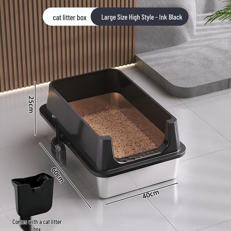 Extra Large Stainless Steel Top-Entry Cat Litter Box - Anti-Splash, Anti-Leakage, Semi-Enclosed Design