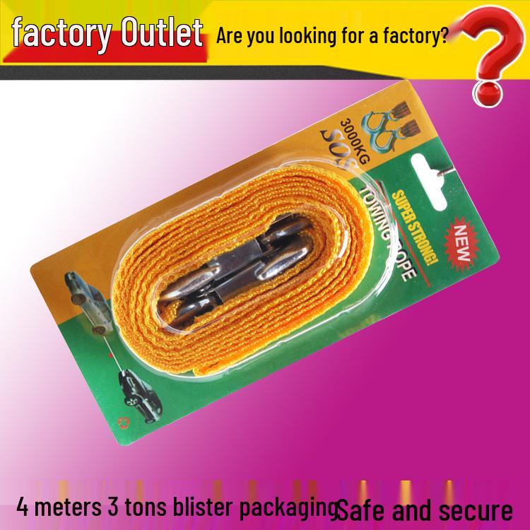 

Nylon Car Tow Rope - 4m, 3-Ton Strong Towing Tool with Hooks for Emergencies