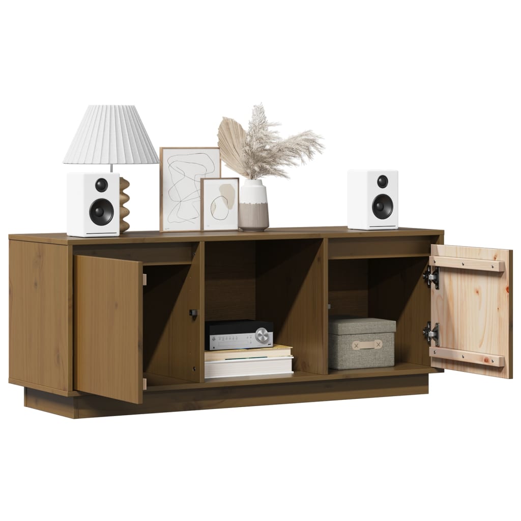 Vidaxl Szafka Pod Tv, Miodowy Brąz 110,5X35X44 Cm, Lite Drewno Sosnowe