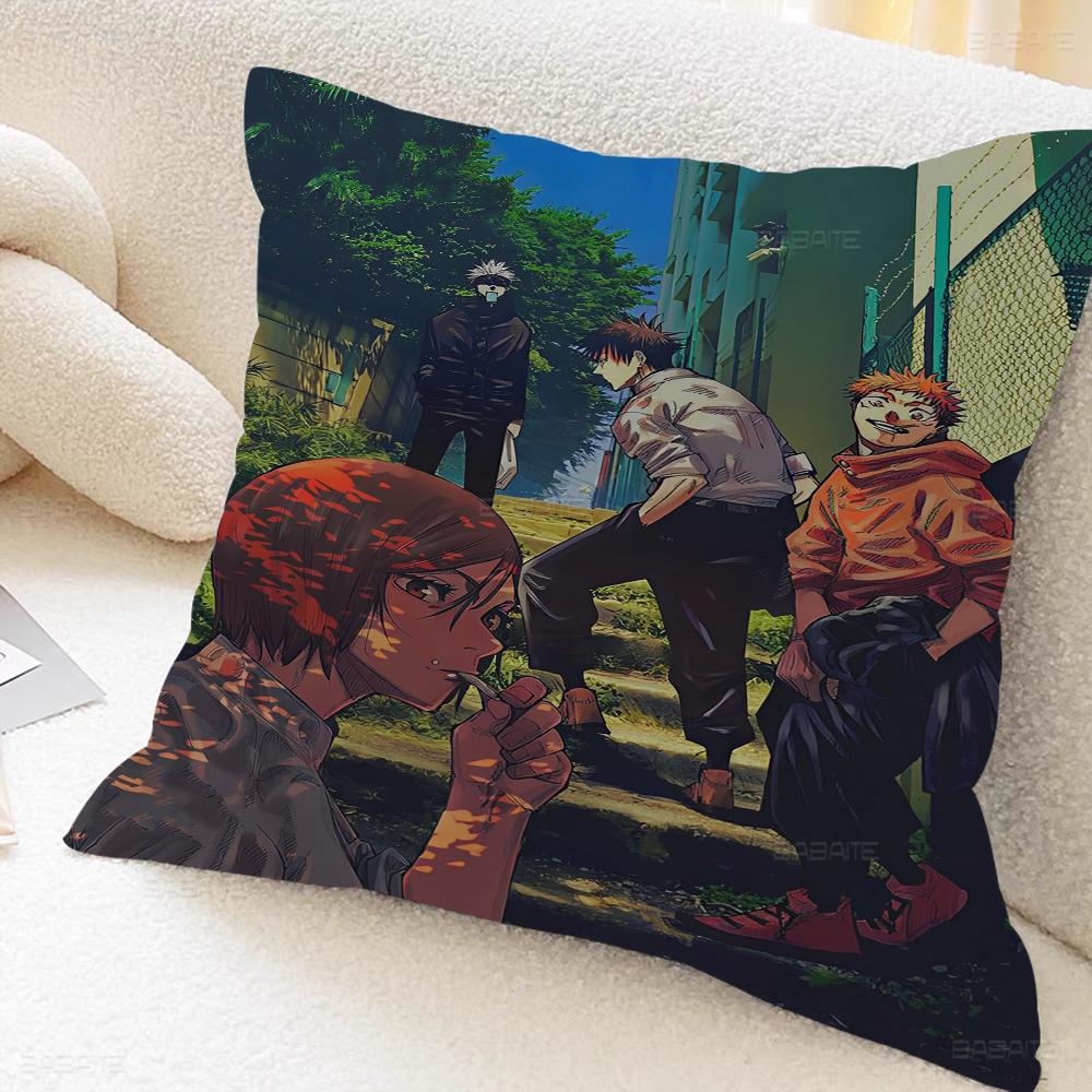 

Anime Jujutsus Kaisen 45*45cm Cushion Cover Pillow Cover Decor Pillowcase Home Pillowcase For Couch Pillow 16x16Inch