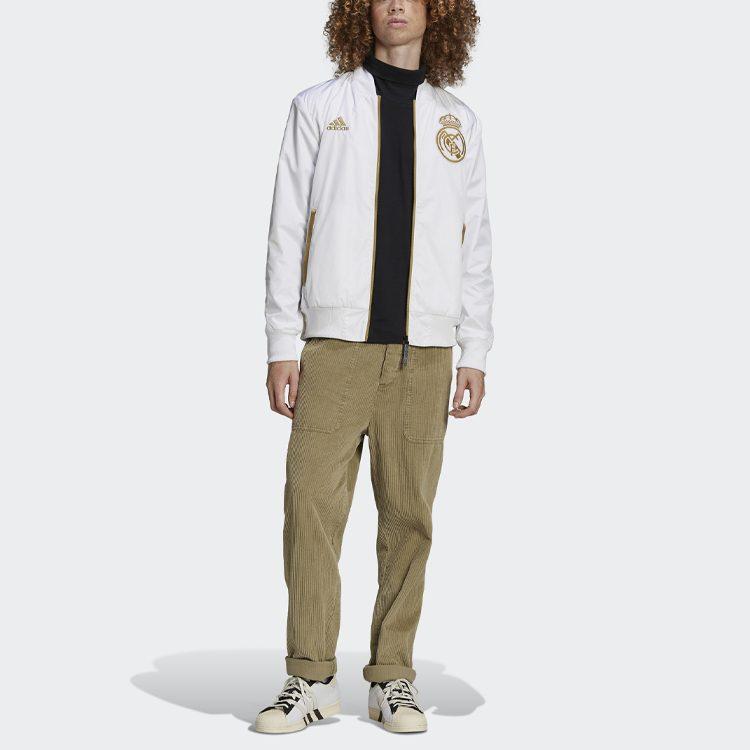 adidas Real Madrid C.F Jackets Men's White Baseball Collar Moderate Other HA2530