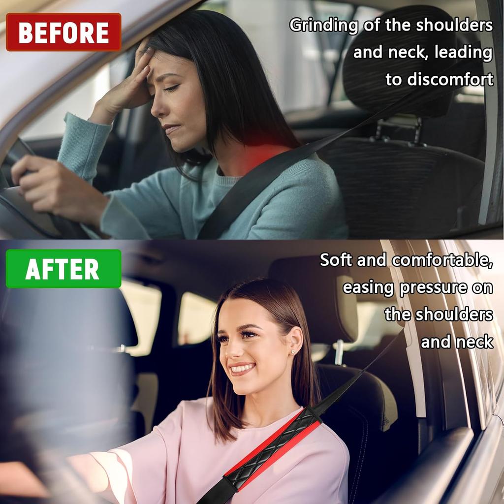 2PCS Car Seat Belt Cover Pad,Soft Leather Seatbelt Covers for Car,Seatbelt Shoulder Strap Protector,Vehicle Shoulder Pad Cushions,Universal Auto Safe