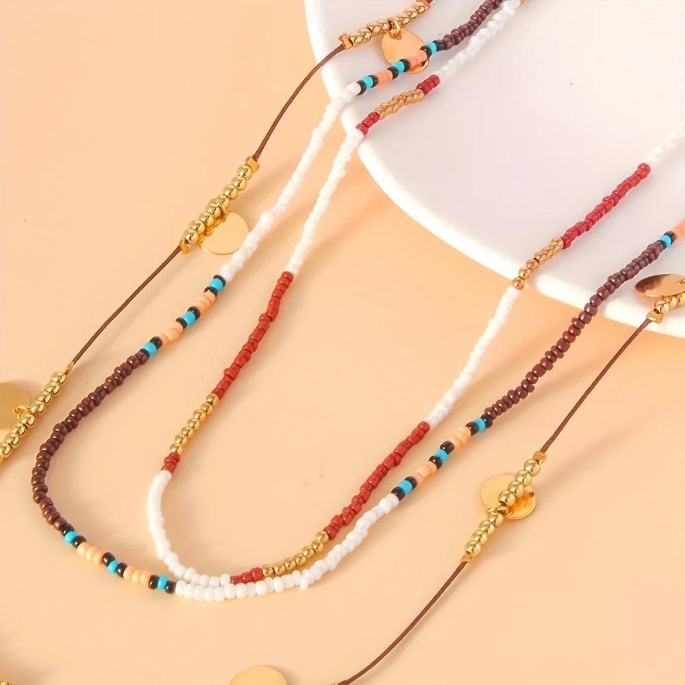 Multi-layer Clavicle Chain Jewelry Bohemian Necklaces Retro Bead Necklaces  Ladies