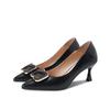 Beige Women pointed tip Single Shoes New Spring Autumn Soft Leather Not Wear Foot French Gentle With Skirt Thin High Heel Shoes