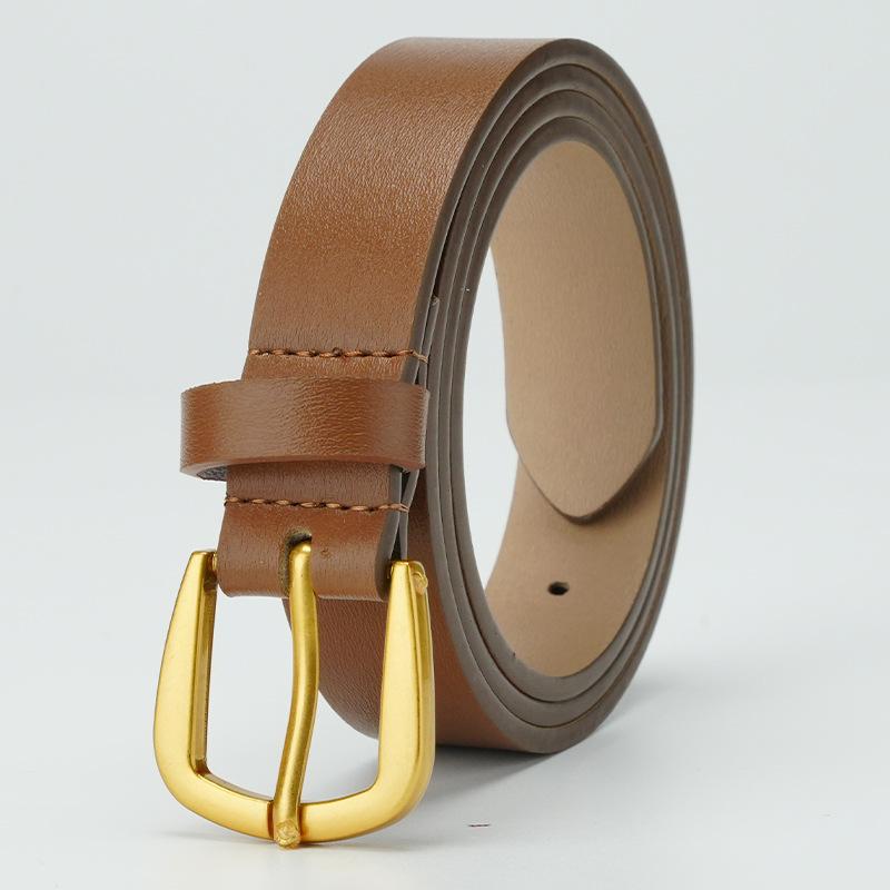 

Новый женский ремень Костюм Тонкий пояс из натуральной кожи Воловья кожа 2,4 см Пряжка-игла Перфорированный ремень