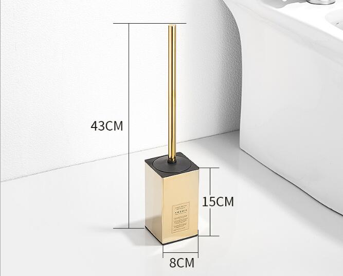 Tuqiu Gold Toilet Brush Holder with Brush 304 Stainless Steel Nickel/Black Bathroom Toilet Scrub Cleaning Brush Holder Set