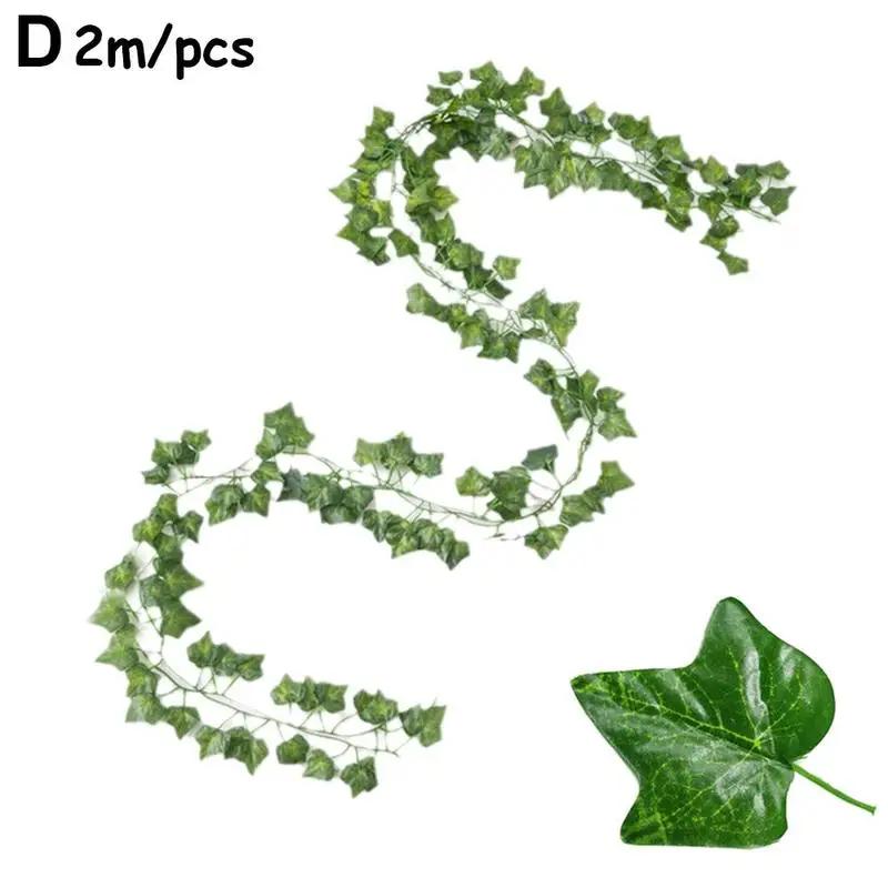 2M Leaf Vine Artificial Hanging Plants Liana Silk Fake Ivy Leaves for Wall Green Garland Decoration Home Decoration Party V Q9P6