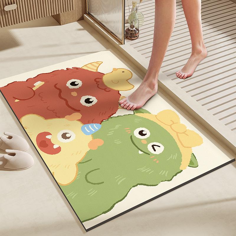 

Diatom Mud Floor Mat Cartoon Little Monster Bathroom Anti Slip Mat Toilet Bathroom Door Absorber Mat 50 * 80cm