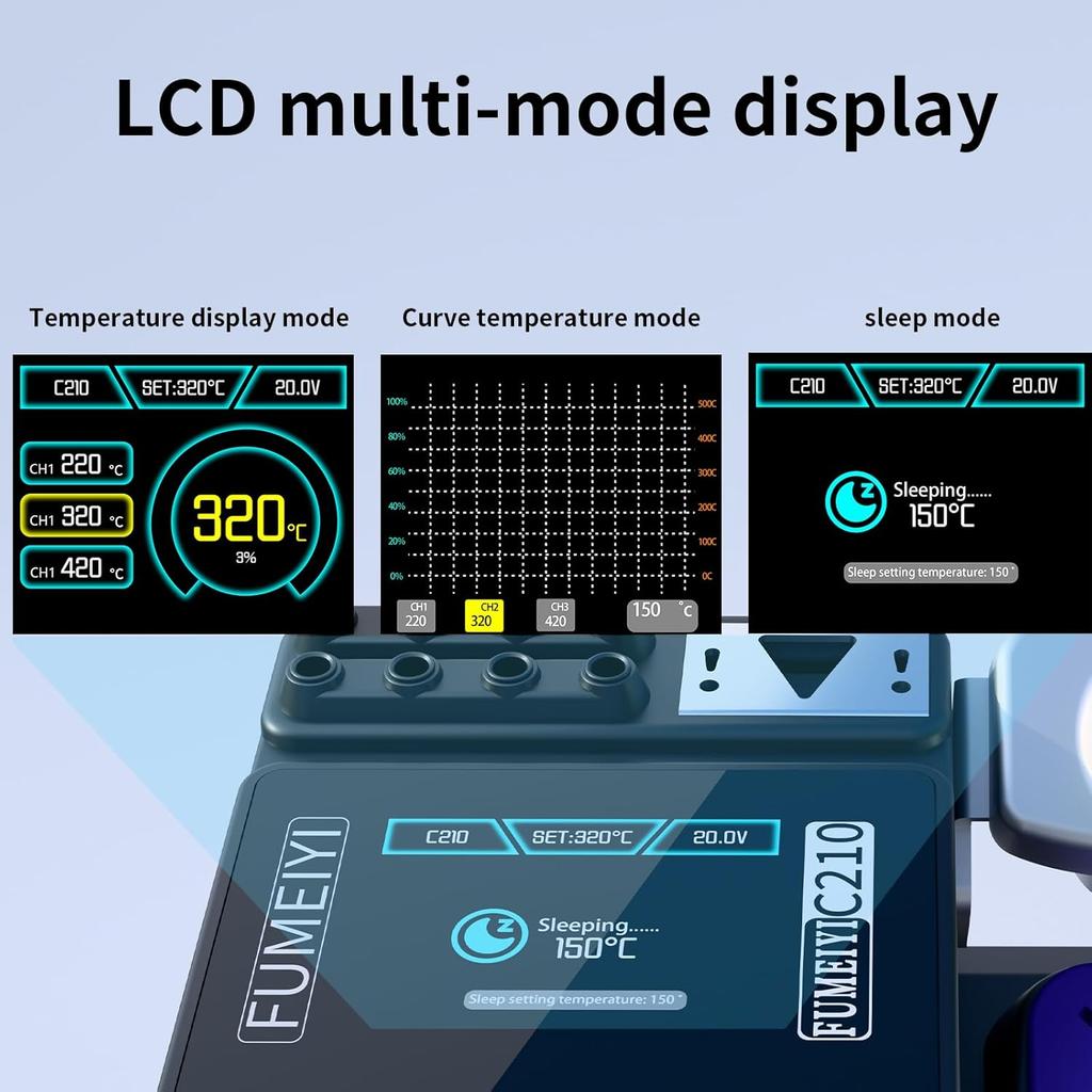 Stație de lipit C210 cu control inteligent al temperaturii, afișaj digital, putere mare, funcție triplă pentru lipire de precizie