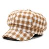 British Retro Women's Octagonal Hat, Fashionable and Versatile Checkered Beret
