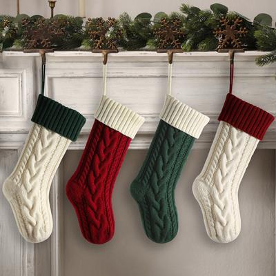 13Colors Christmas Big Stocking 46CM Knitted Stocking, Used For Hanging Christmas Trees, Family Party Decoration