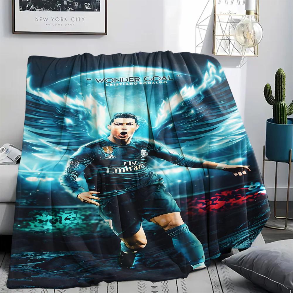 1Pc CR7 Print Flannel Blanket, High quality Comfortable for All Seasons, Home Decor, Warmth and Comfort, Perfect for Christmas Gifts