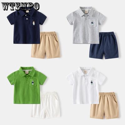 Children's Summer Set Boys' Short Sleeved Shorts and Shorts Two-piece Set Baby Polo Set