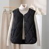 Women Loose Sleeveless Vest Round Neck Thin Quilted Cardigan