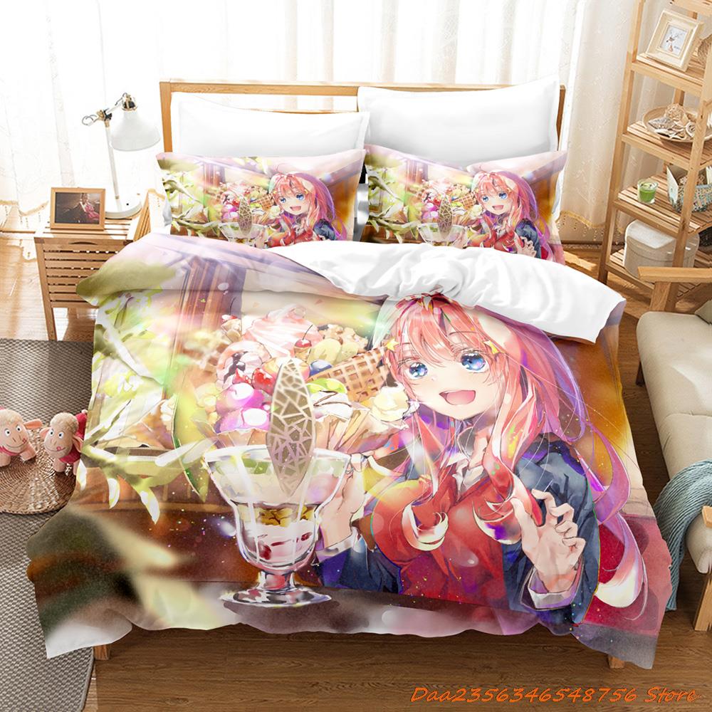 New The Quintessential Quintuplets Bedding Set Cartoon Anime three-piece set Adult Kid Bedroom Duvetcover Sets cama de casa