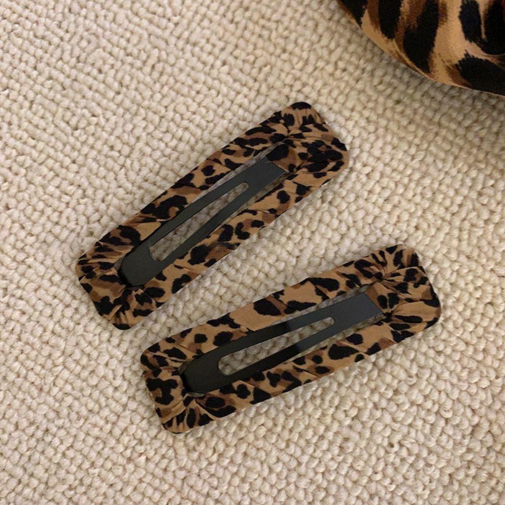 Leopard Print Hairpin Water Drop Barrette Fashion Hair Clip  Headdress