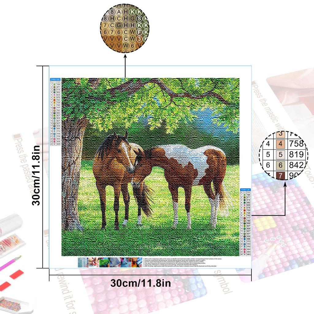 DIY Diamond Painting Two Horses Cross Stitch Kit Mosaic Art Diamond Painting Full Circle/Square Diamond Home Decoration
