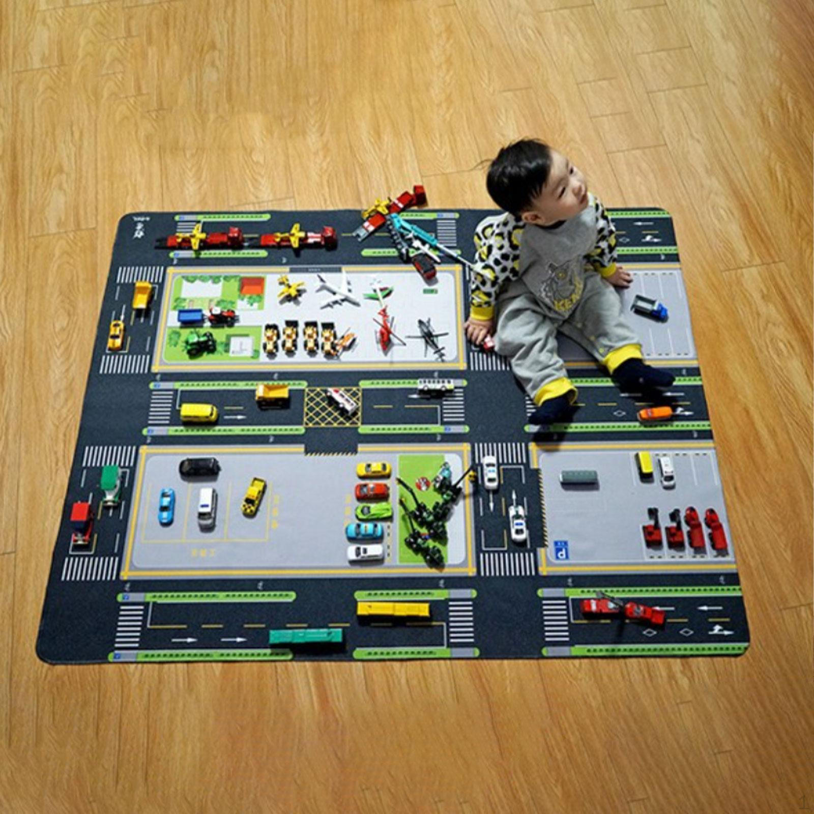 

Коврик для пола в комнату мальчика с дизайном автомобильной трассы 55x43 дюйма Нескользящий Style A