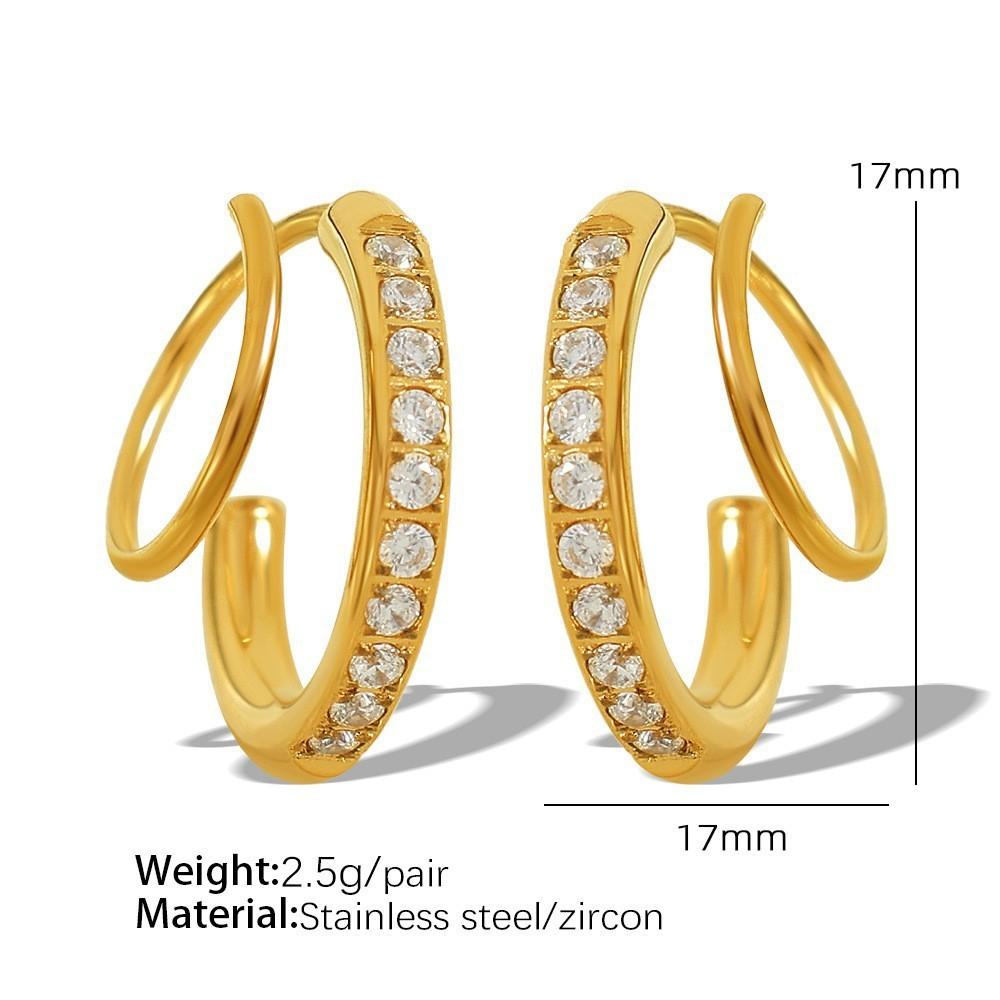 316L Stainless Steel Geometric Round Earrings, INS Minimalist Style Fashion Stud Earrings for Women