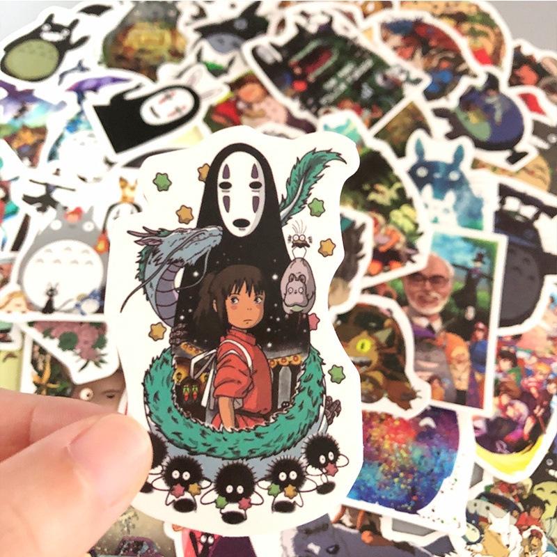 50pcs Stickers Miyazaki Hayao Anime Sticker My Neighbor Totoro/Spirited Away for Skateboard Laptop