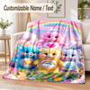 Care Bears Custom Name Flannel Throw Blanket Soft Warm for Sofa Bed Indoor Home Use