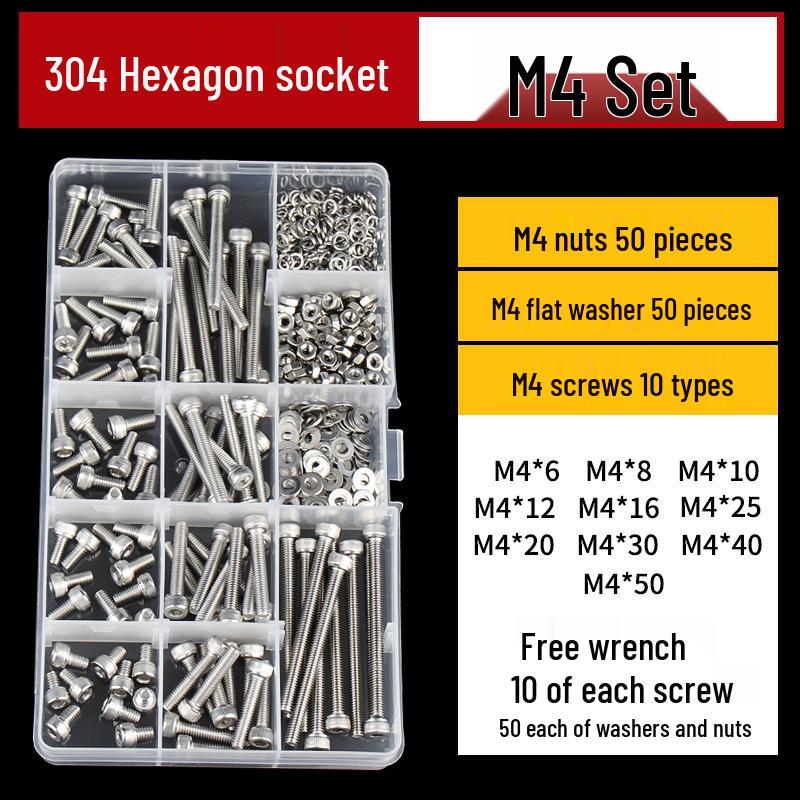 304 Stainless Steel Hex Socket Head Cap Screws, M2-M10, Extended Length