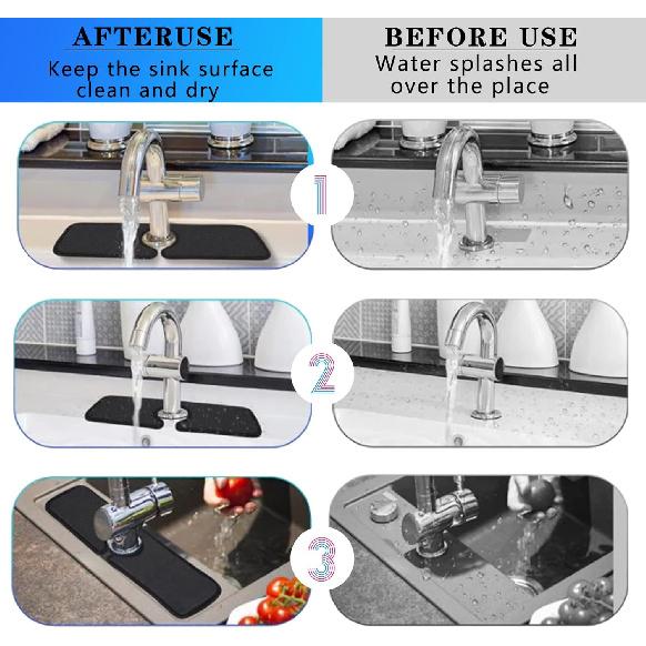 18inch Faucet Absorbent Mat ,Sink Splash Guard for Bathroom Sink Countertop Protector 1-Pack, Black, 18in