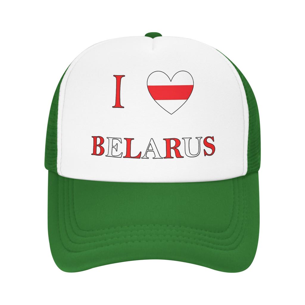 Summer Mesh Sun Hats I Love Belarus  Spring Baseball Cap Trucker Hat  FeUnisex Unisex Custom Logo Tennis Skate Baseball Caps