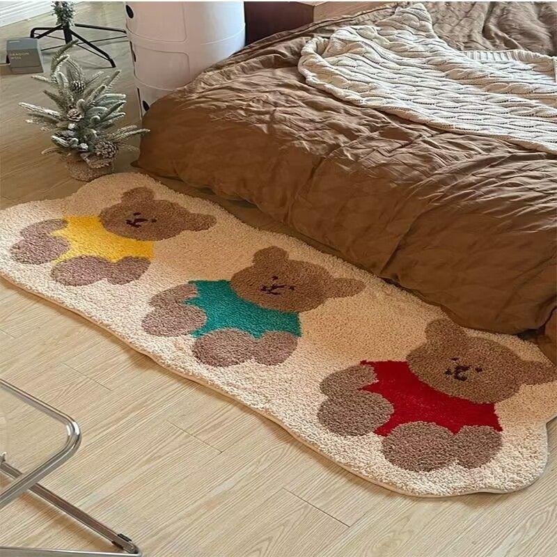 Nordic Fluffy Soft Bedroom Carpet Kids Room Bedside Rug Non-Slip Floor Mat Living Room Decoration Long Area Rug