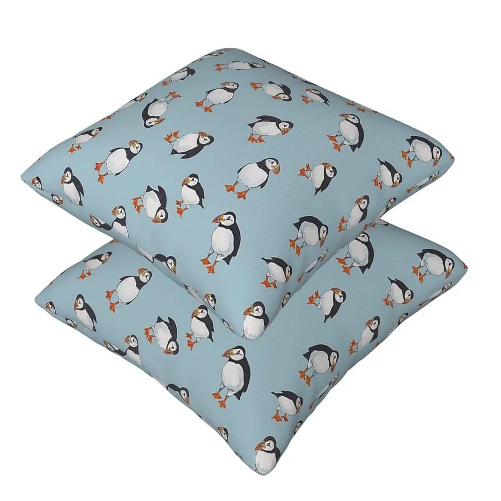 Perfectly Perfect Puffins 2 Pcs Square Pillowcase Pillow Cover Cushion Decor Comfort Throw Pillow For Home Living Room