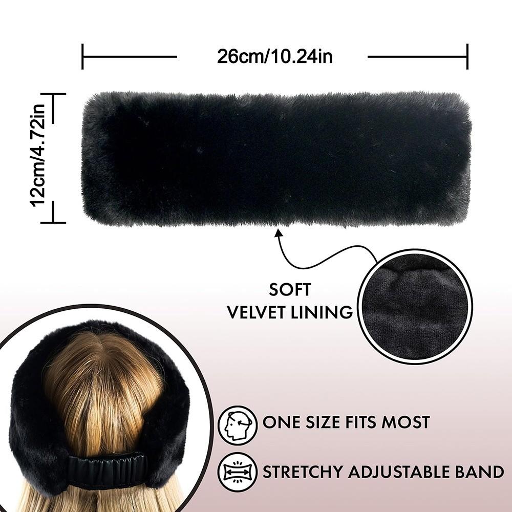 Elastic Hairbands Solid Color Turban Hat New Fluffy Plush Headband Daily Wear